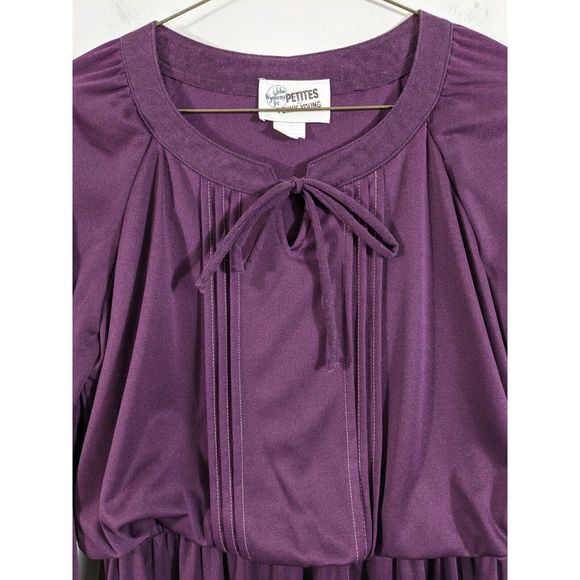 Vintage John Wynkoop for Penny Young plum dress polyester size m 1970s VTG - Picture 4 of 11